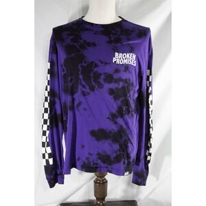 BROKEN PROMISES‎ Men's Large Purple Black Tie Dye Long Sleeve Shirt LA